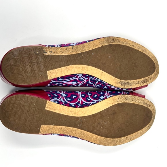 Coach Women's Remmi pink and blue patterned buckle ballet flats size 9.5 B - Picture 7 of 11